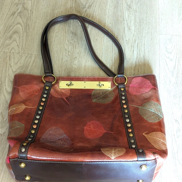 Leather leaf tote bag! - Picture 1 of 5